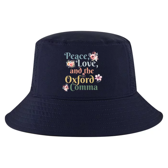 Peace Love And The Oxford Comma English Grammar Humor Joke Cool Comfort Performance Bucket Hat