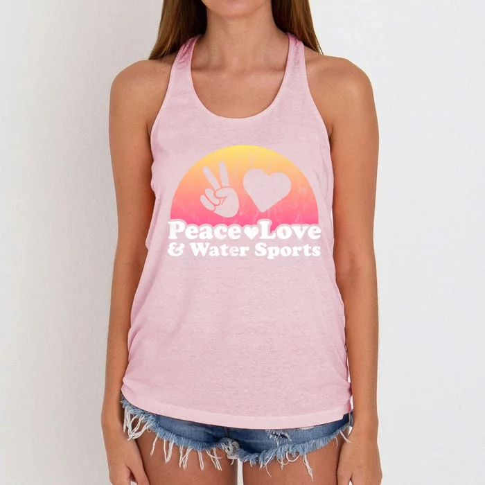 Peace Love And Water Sports Water Sport Cute Gift Women's Knotted Racerback Tank