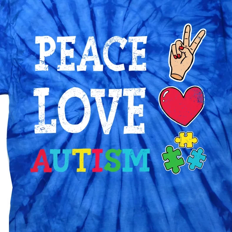 Peace Love Autism Awareness Day Acceptance Autistic Puzzle Meaningful Gift Tie-Dye T-Shirt