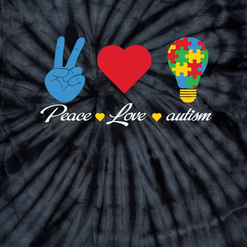 Peace Love Autism Awareness Month Puzzle Gift Tie-Dye T-Shirt