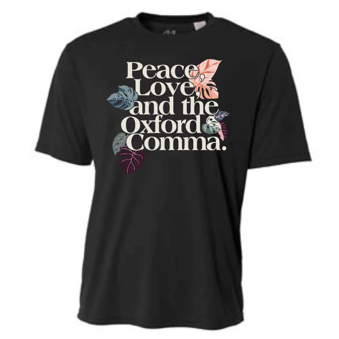 Peace Love And The Comma Grammar Lover Cooling Performance Crew T-Shirt