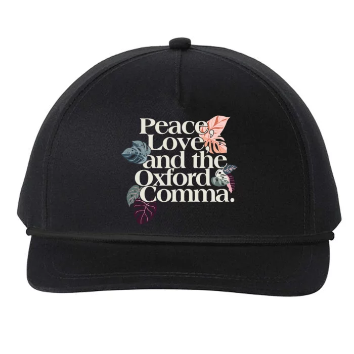 Peace Love And The Comma Grammar Lover Snapback Five-Panel Rope Hat