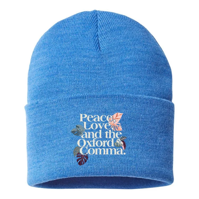 Peace Love And The Comma Grammar Lover Sustainable Knit Beanie