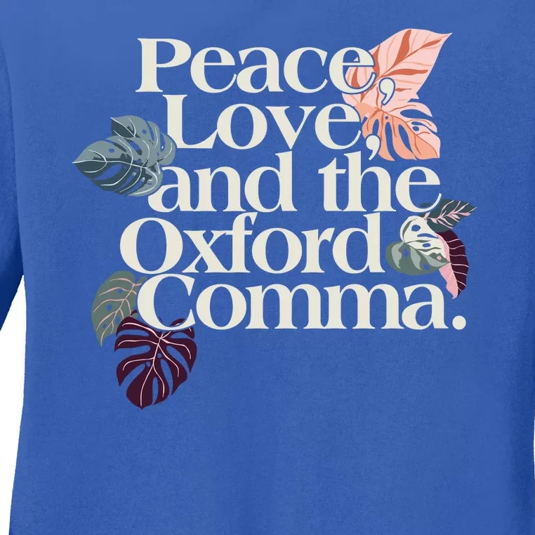 Peace Love And The Comma Grammar Lover Ladies Long Sleeve Shirt