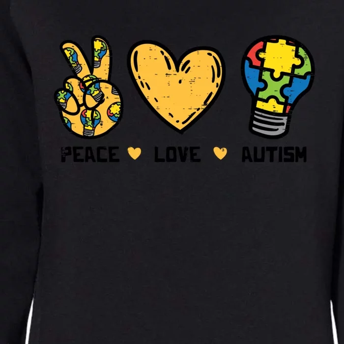 Peace Love Autism Cute Light Bulb Puzzle Awareness Autistic Cool Gift Womens California Wash Sweatshirt