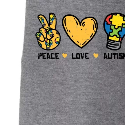 Peace Love Autism Cute Light Bulb Puzzle Awareness Autistic Cool Gift Doggie 3-End Fleece Hoodie