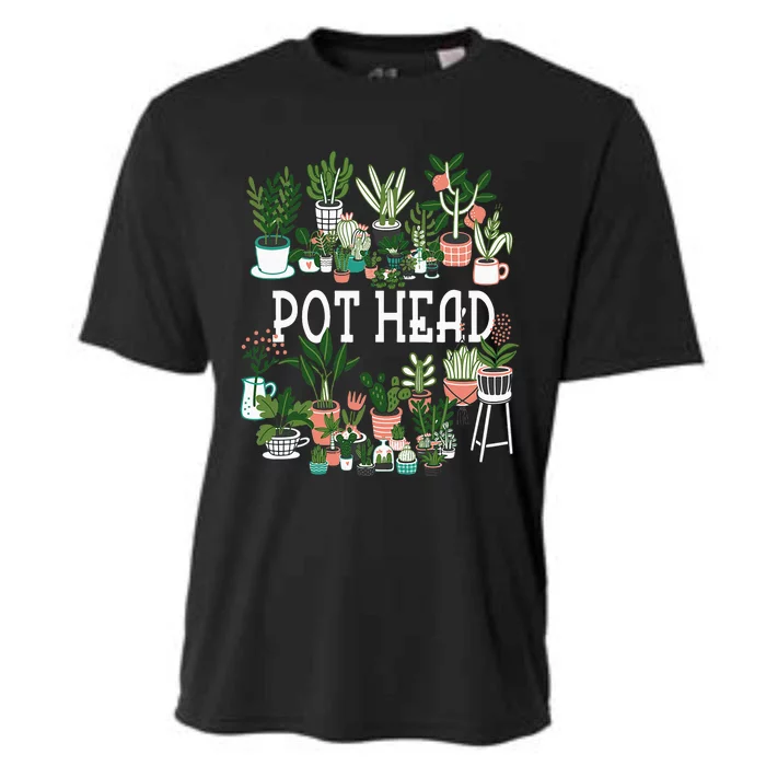 Plant Lover And Gardener Pot Head Succulent Cooling Performance Crew T-Shirt