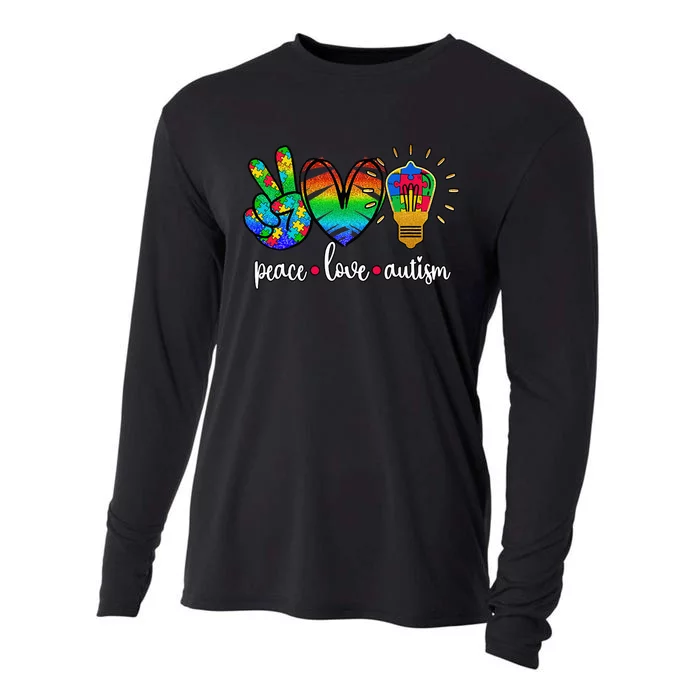 Peace Love Autism funny autism awareness month Cooling Performance Long Sleeve Crew