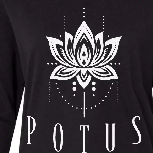 Potus Lotus And Pearls Kamala Harris For Us President Womens Cotton Relaxed Long Sleeve T-Shirt