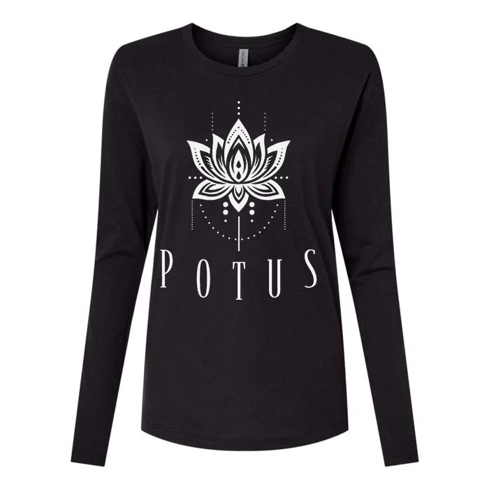 Potus Lotus And Pearls Kamala Harris For Us President Womens Cotton Relaxed Long Sleeve T-Shirt