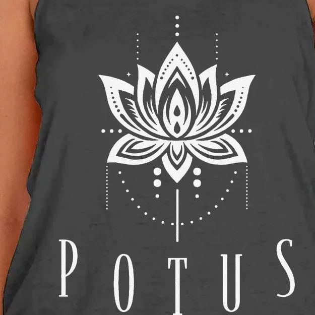 Potus Lotus And Pearls Kamala Harris For Us President Women's Knotted Racerback Tank