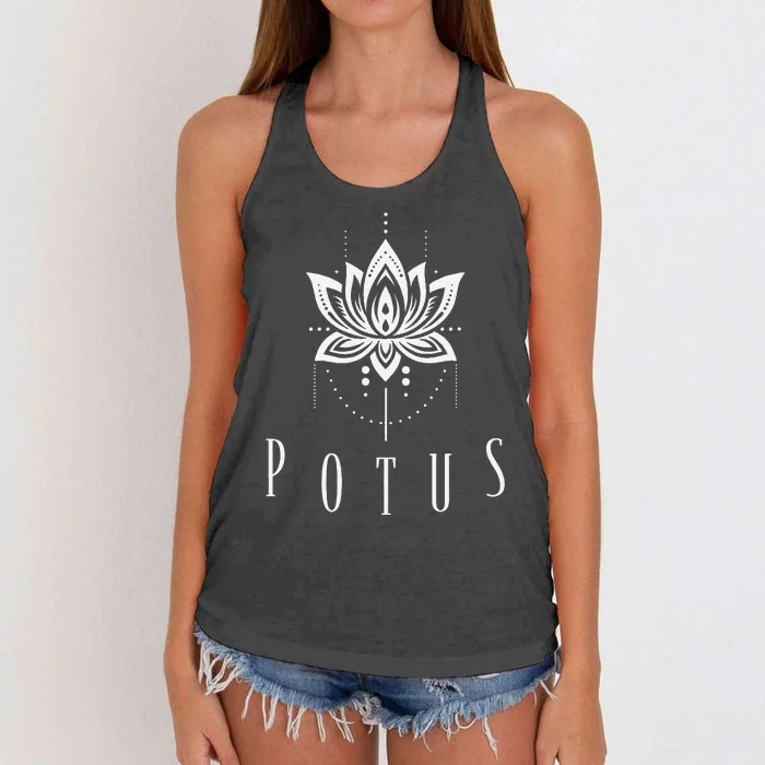 Potus Lotus And Pearls Kamala Harris For Us President Women's Knotted Racerback Tank