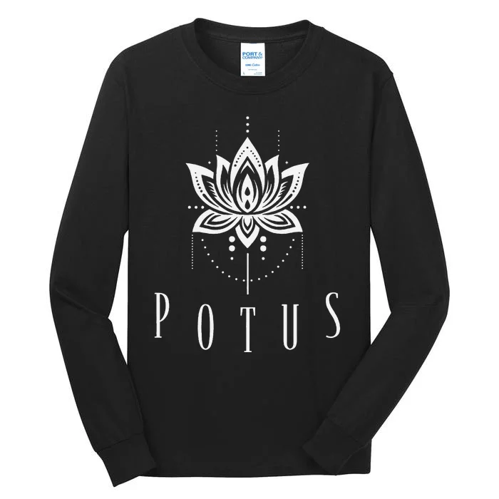 Potus Lotus And Pearls Kamala Harris For Us President Tall Long Sleeve T-Shirt