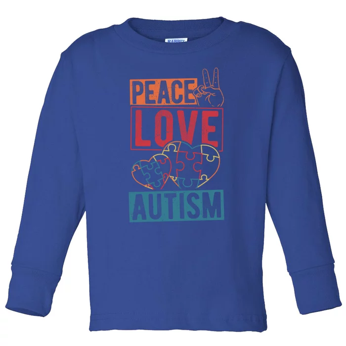 Peace Love Autism Awareness Support Family Health Peace Gift Toddler Long Sleeve Shirt