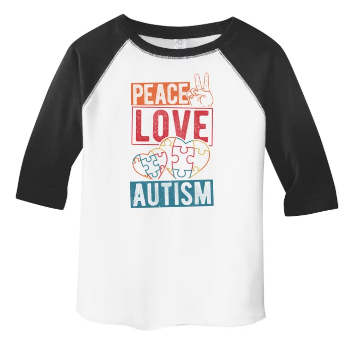 Peace Love Autism Awareness Support Family Health Peace Gift Toddler Fine Jersey T-Shirt