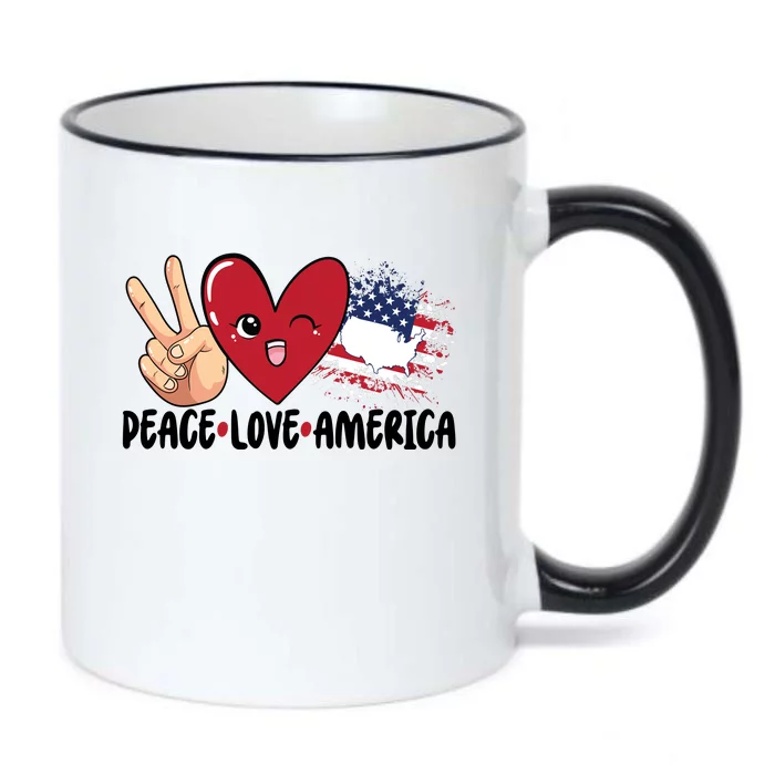 Peace Love America 4th Of July American Family Gift Independence Day Black Color Changing Mug