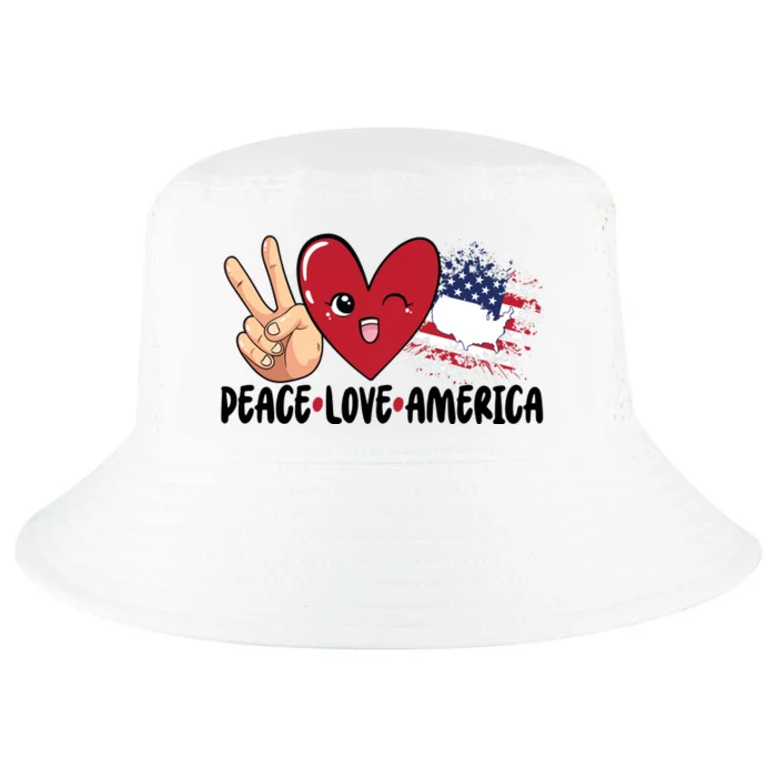 Peace Love America 4th Of July American Family Gift Independence Day Cool Comfort Performance Bucket Hat