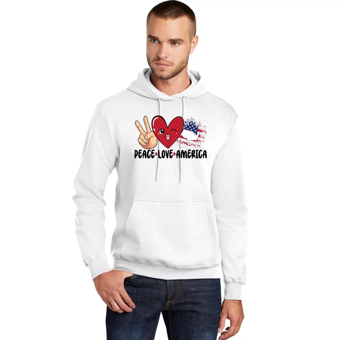 Peace Love America 4th Of July American Family Gift Independence Day Hoodie