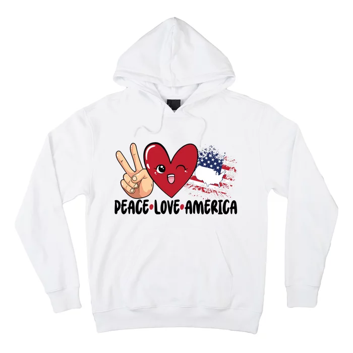 Peace Love America 4th Of July American Family Gift Independence Day Hoodie