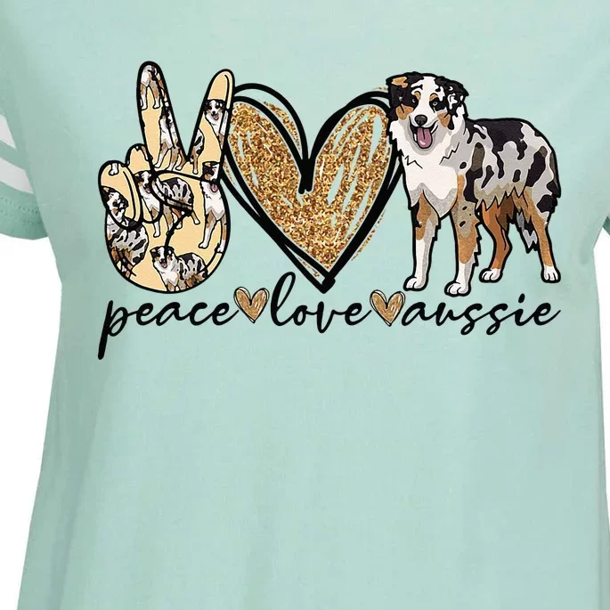 Peace Love Aussie Australian Shepherd Dog Pets Animals Enza Ladies Jersey Football T-Shirt