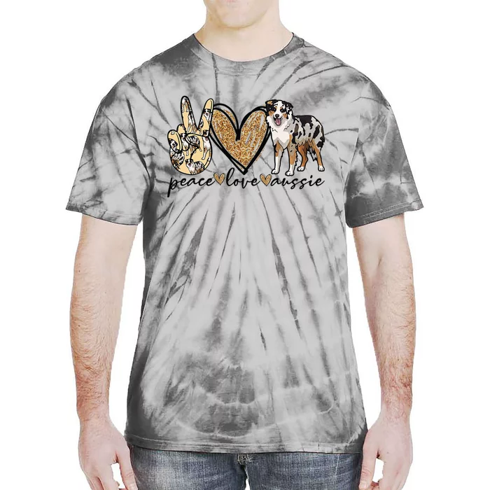 Peace Love Aussie Australian Shepherd Dog Pets Animals Tie-Dye T-Shirt