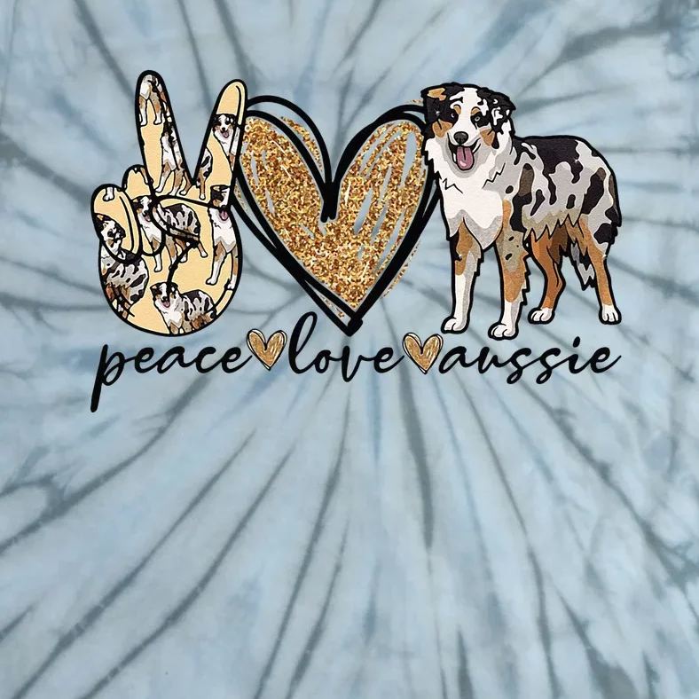 Peace Love Aussie Australian Shepherd Dog Pets Animals Tie-Dye T-Shirt