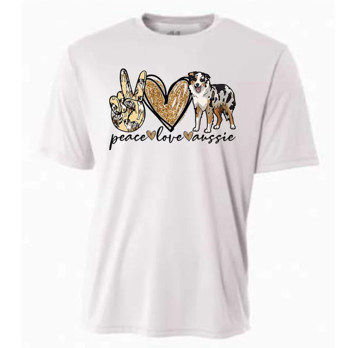 Peace Love Aussie Australian Shepherd Dog Pets Animals Cooling Performance Crew T-Shirt