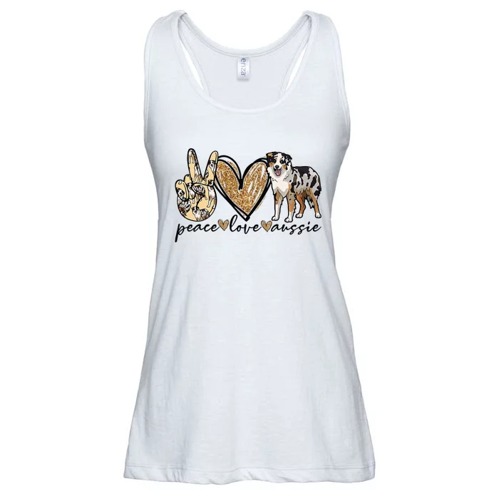 Peace Love Aussie Australian Shepherd Dog Pets Animals Ladies Essential Flowy Tank