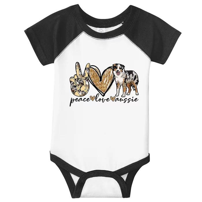 Peace Love Aussie Australian Shepherd Dog Pets Animals Infant Baby Jersey Bodysuit