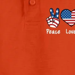 Peace Love America Peace Sunflower Us Flag 4th Of July Day Cool Gift Dry Zone Grid Performance Polo