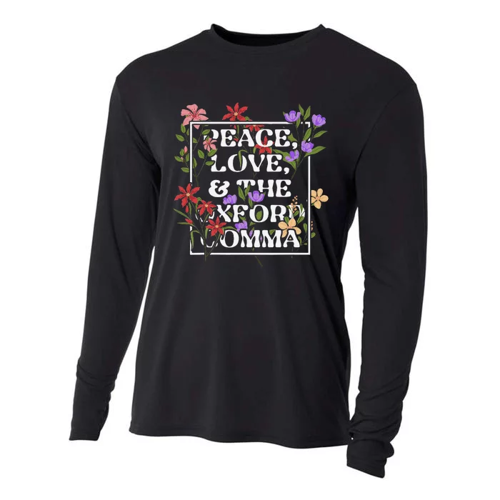 Peace Love And The O.X.F.O.R.D C.O.M.M.A English Grammar Humor Flower Cooling Performance Long Sleeve Crew