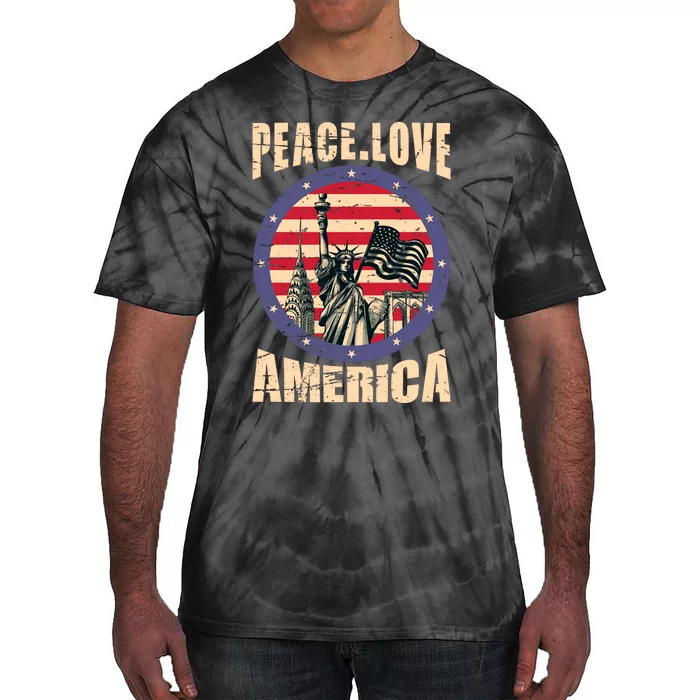 Peace Love And America Graphic Tie-Dye T-Shirt