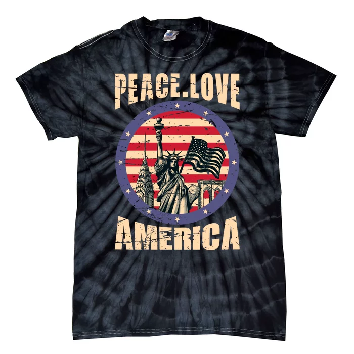 Peace Love And America Graphic Tie-Dye T-Shirt