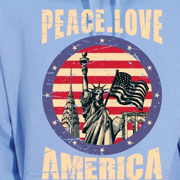 Peace Love And America Graphic Unisex Surf Hoodie