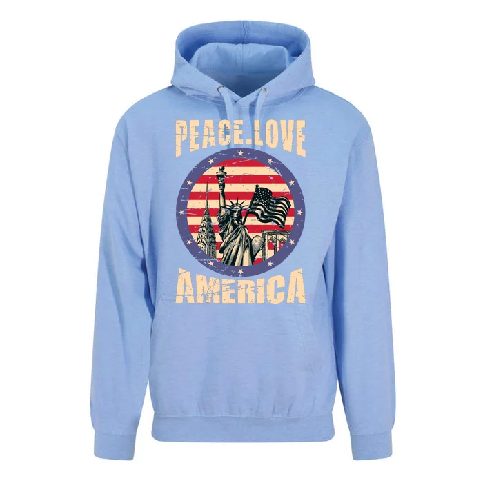 Peace Love And America Graphic Unisex Surf Hoodie