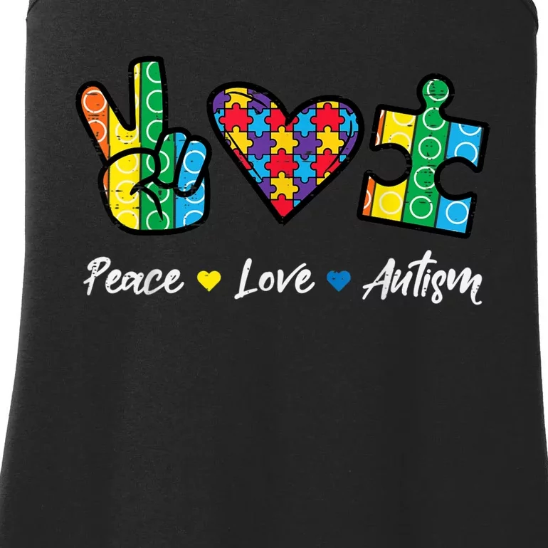 Peace Love Autism Puzzle Awareness Autistic Ladies Essential Tank