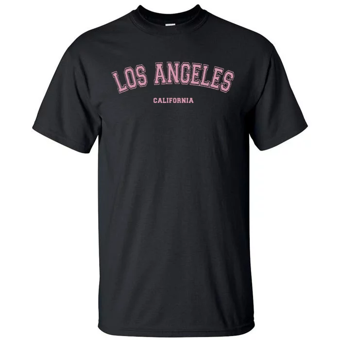 Pink Los Angeles California CA Varsity On Los Angeles Tall T-Shirt