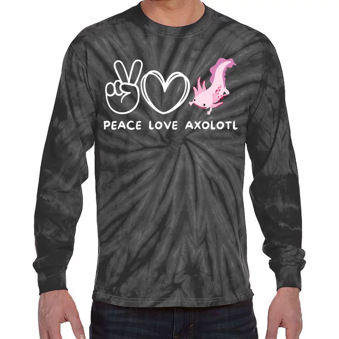 Peace Love Axolotl Retro Axolotl Lover Tie-Dye Long Sleeve Shirt