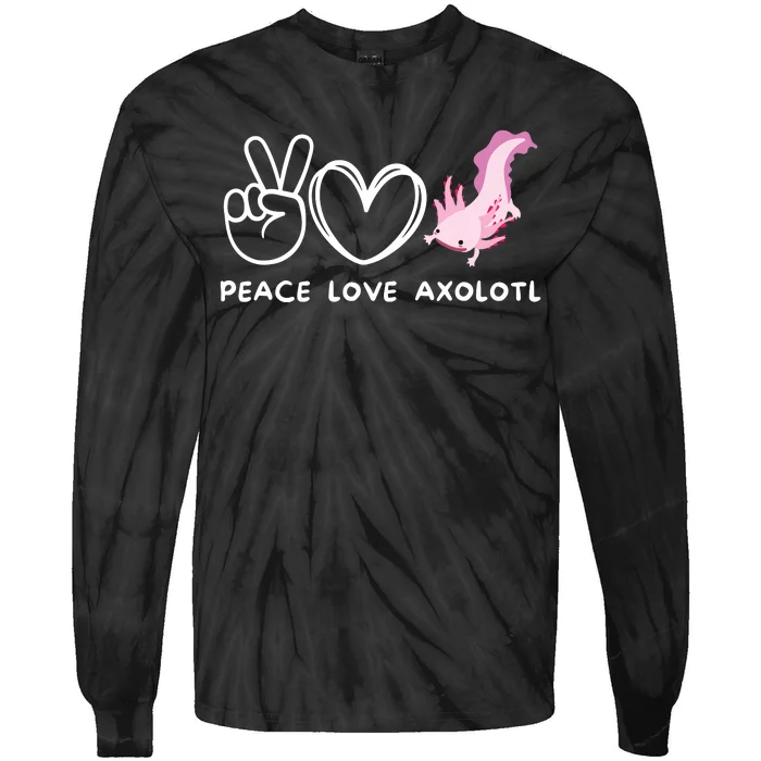 Peace Love Axolotl Retro Axolotl Lover Tie-Dye Long Sleeve Shirt