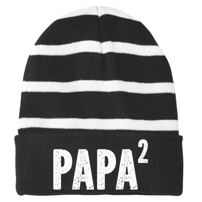 Papa Like A Grandpa But Way Cooler Only Much Fathers Day Striped Beanie with Solid Band