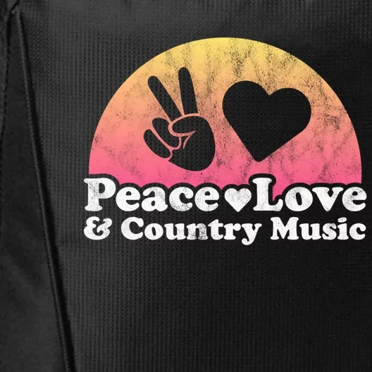 Peace Love And Country Music Funny Gift City Backpack