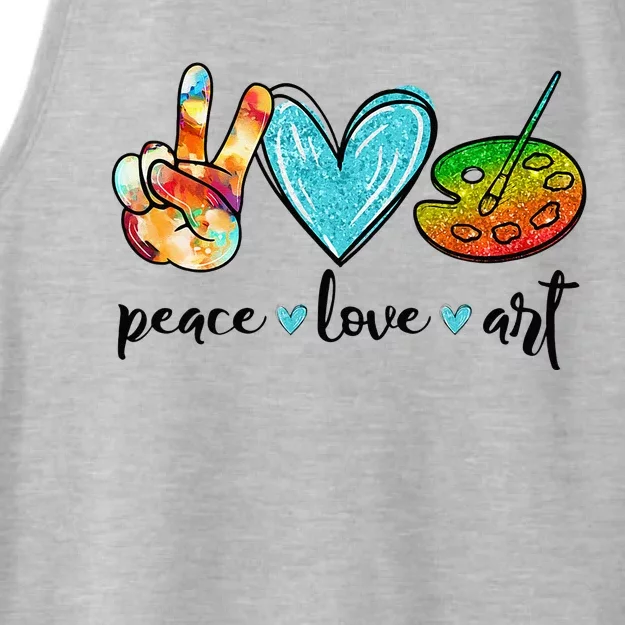 Peace Love Art Painting Palette Funny Art Teacher Gifts Ladies Tri-Blend Wicking Tank