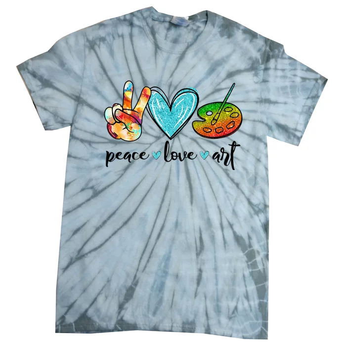 Peace Love Art Painting Palette Funny Art Teacher Gifts Tie-Dye T-Shirt