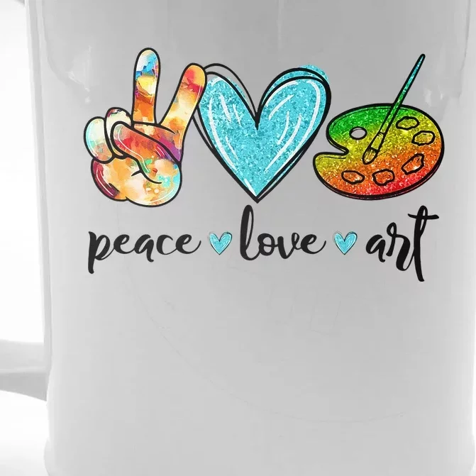 Peace Love Art Painting Palette Funny Art Teacher Gifts Front & Back Beer Stein