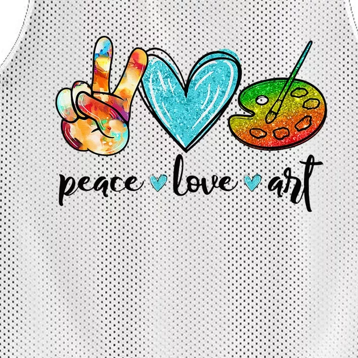 Peace Love Art Painting Palette Funny Art Teacher Gifts Mesh Reversible Basketball Jersey Tank