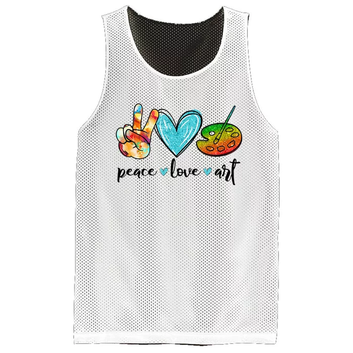 Peace Love Art Painting Palette Funny Art Teacher Gifts Mesh Reversible Basketball Jersey Tank