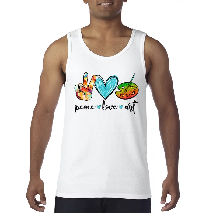 Peace Love Art Painting Palette Funny Art Teacher Gifts Tank Top