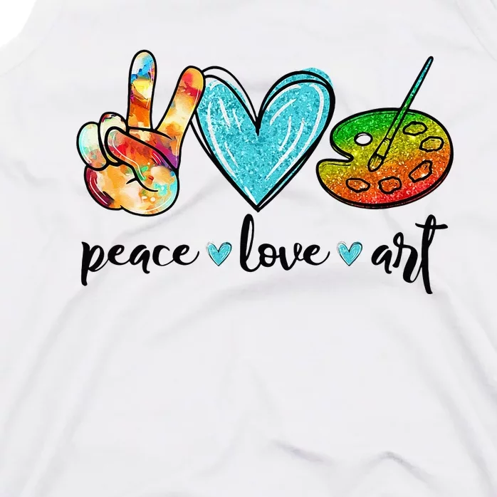 Peace Love Art Painting Palette Funny Art Teacher Gifts Tank Top