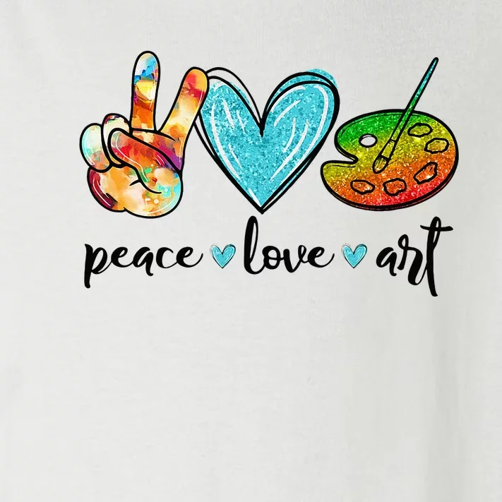 Peace Love Art Painting Palette Funny Art Teacher Gifts Toddler Long Sleeve Shirt