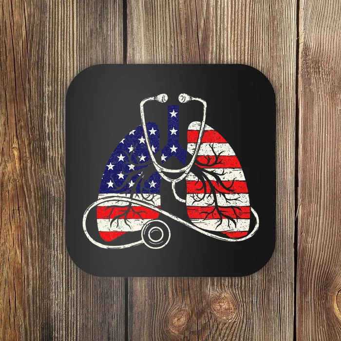 Patriotic Lungs American Flag Respiratory Therapist Coaster